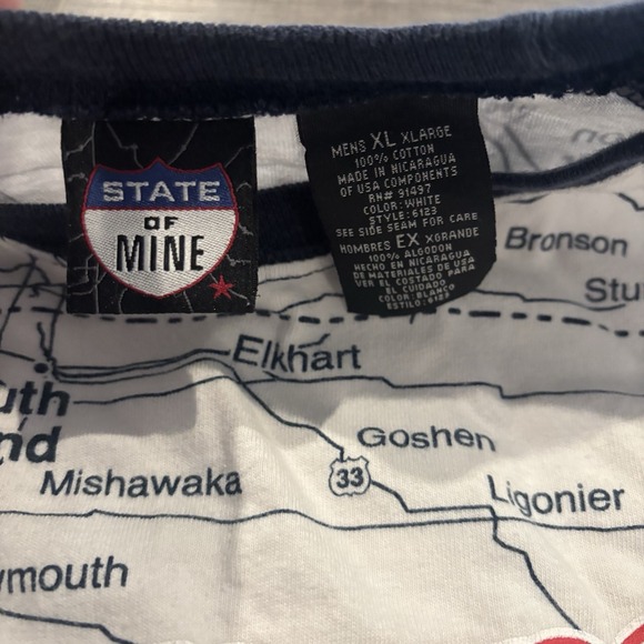 STATE OF MINE Indiana Map AOP T-Shirt Size XL - Picture 4 of 8